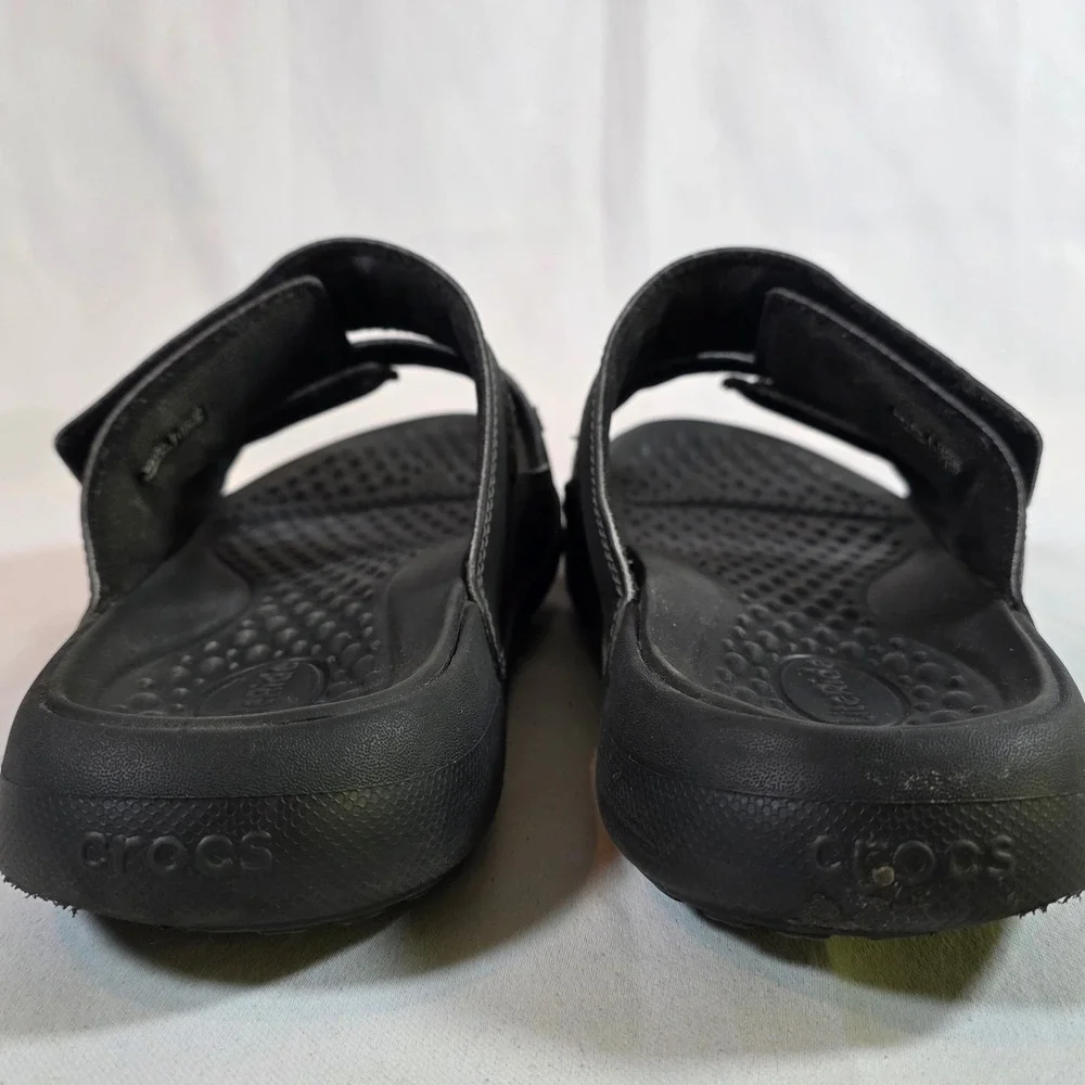 Crocs Vista II LiteRide Black Mens 11 Slide Sandals Double Strap Adjustable